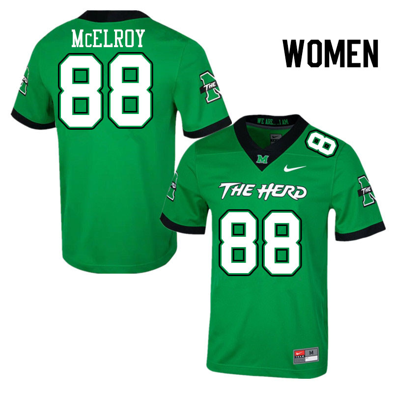 Women #88 Brandon McElroy Marshall Thundering Herd College Football Jerseys Stitched Sale-Green - Click Image to Close